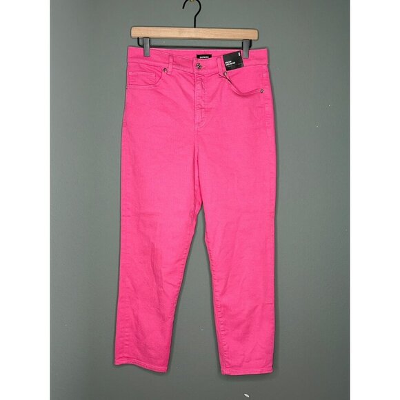 Express Women's 8 Super High Rise Mom Jean Pink NWT - Picture 1 of 11